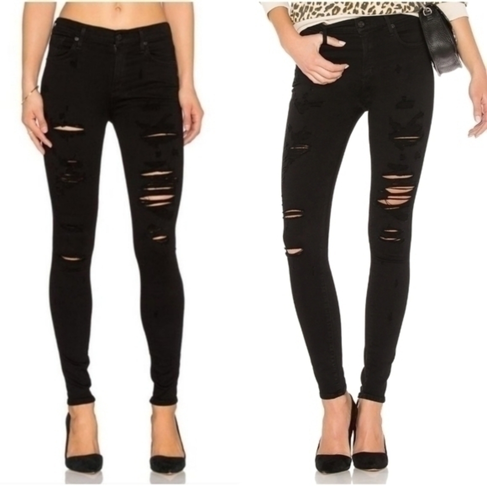 Agolde Distressed Shopie High Rise Skinny Jeans